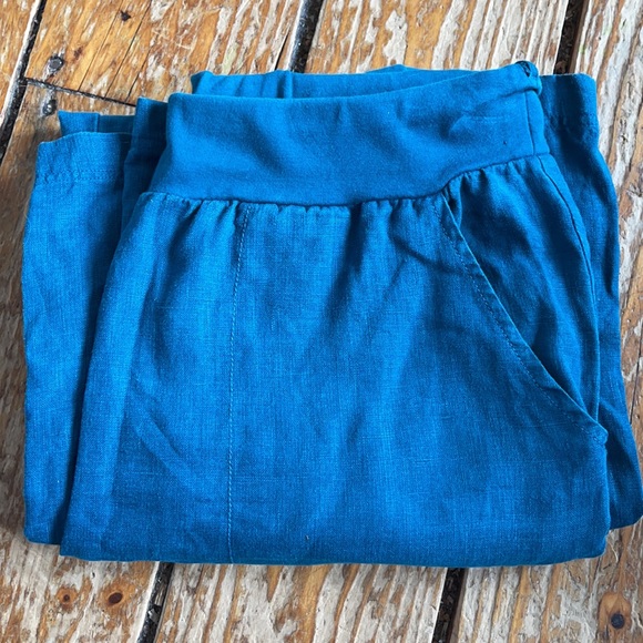 Size 8 100% linen Seasalt Cornwall UK Teal Sea Rocket Trouser, linen pants, US 8 - Picture 9 of 9